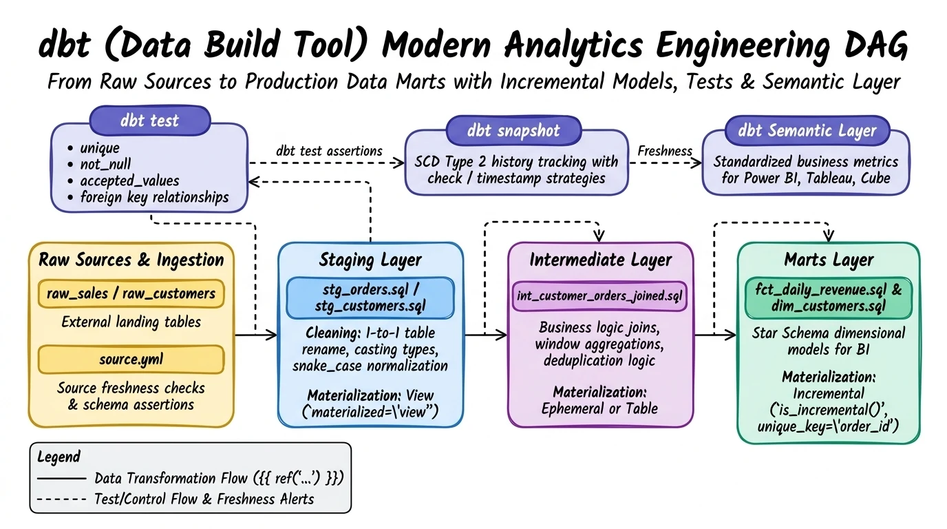 dbt (Data Build Tool) Modern Analytics Engineering DAG